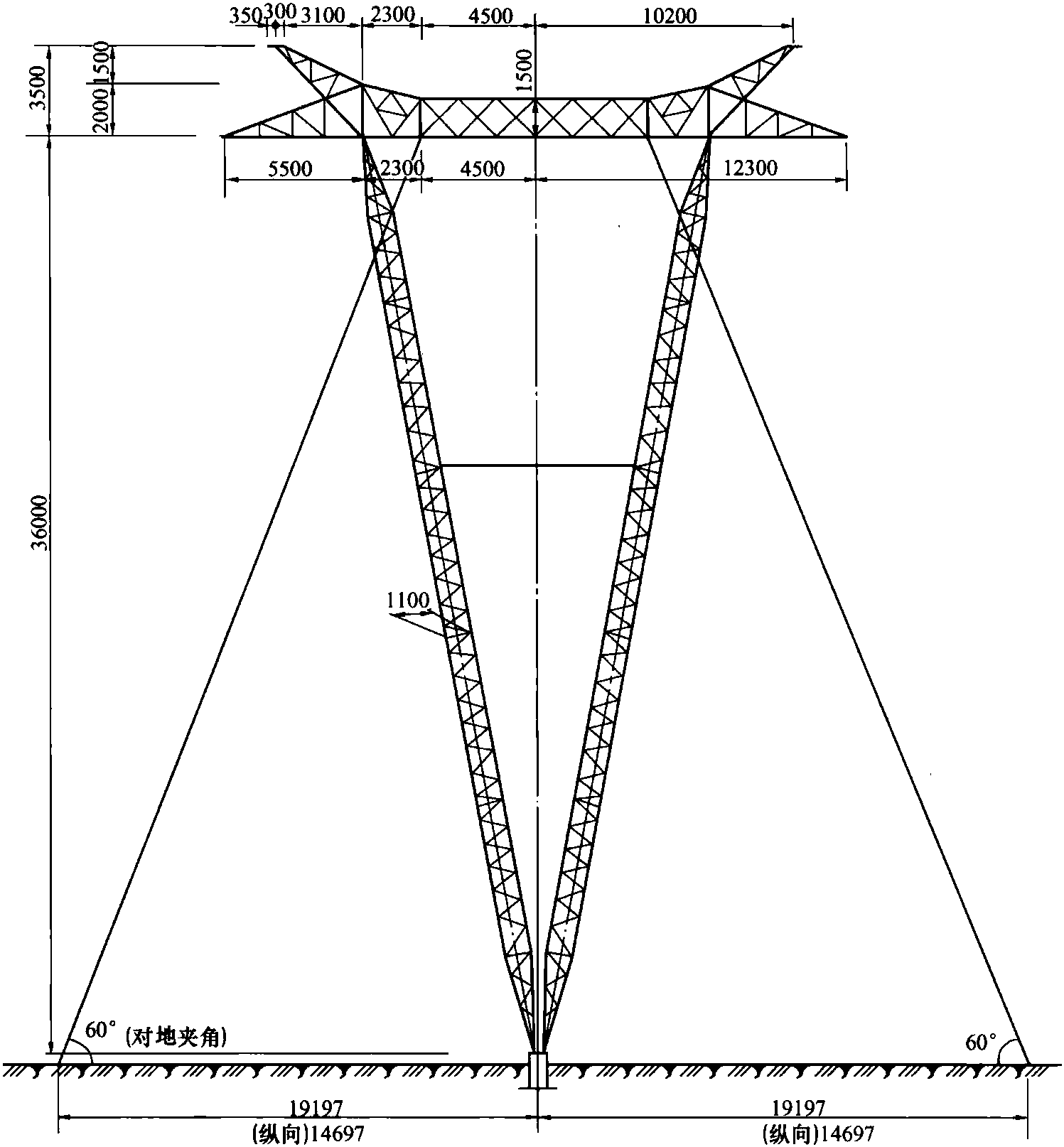 图3-4 ZV<sub>Ⅲ</sub>(36m) 直线塔